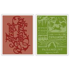 Sizzix Texture Embossing Folders - Tim Holtz / Merry Christmas & Vintage Holiday