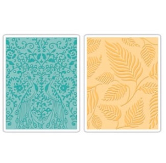 Sizzix Embossing Folders Set - Peacocks & Leaves