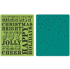 Sizzix & Hero Arts Embossing Folders Set - Christmas Words & Dots
