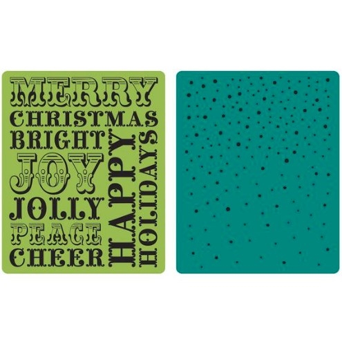 Sizzix & Hero Arts Embossing Folders Set - Christmas Words & Dots