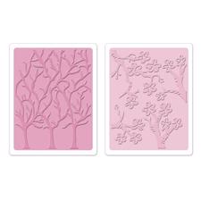 Sizzix Textured Impression Embossing Folders - Cherry Blossoms & Trees