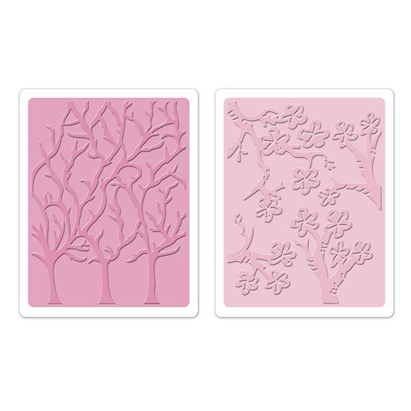 Sizzix Textured Impression Embossing Folders - Cherry Blossoms & Trees