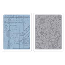 Sizzix Texture Embossing Folders - Tim Holtz / Blueprint & Gears