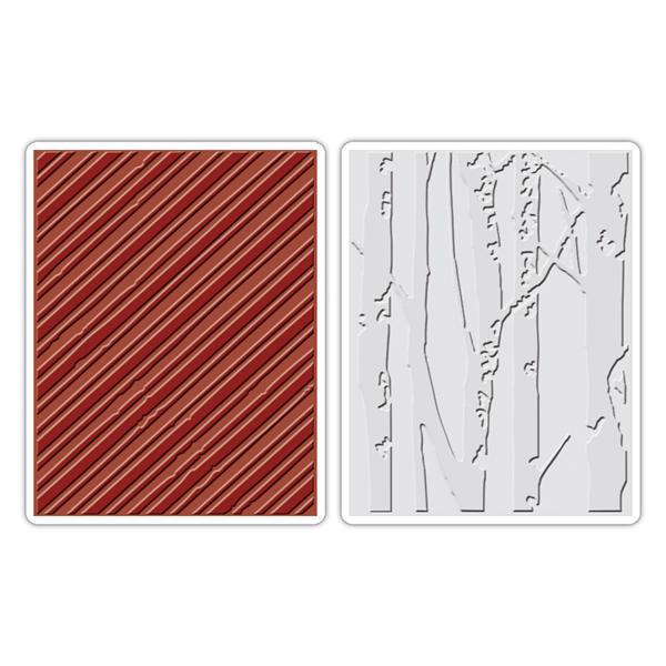 Sizzix Texture Embossing Folders - Tim Holtz / Birch Trees & Candy Stripes