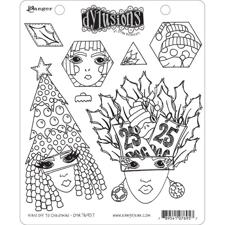 Cling Rubber Stamp Set - Dylusions / Hats Off To Christmas