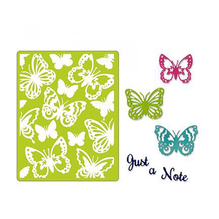 Sizzix Thinlits & Embossing Folder - Just a Note Butterflies