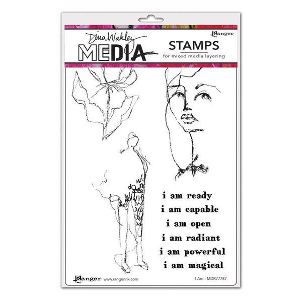 Dina Wakley Cling Rubber Stamp Set - I Am