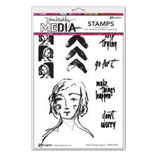 Dina Wakley Cling Rubber Stamp Set - Make Things Happen
