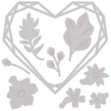 Sizzix Thinlits - Floral Geo Heart Frame (9 dele)