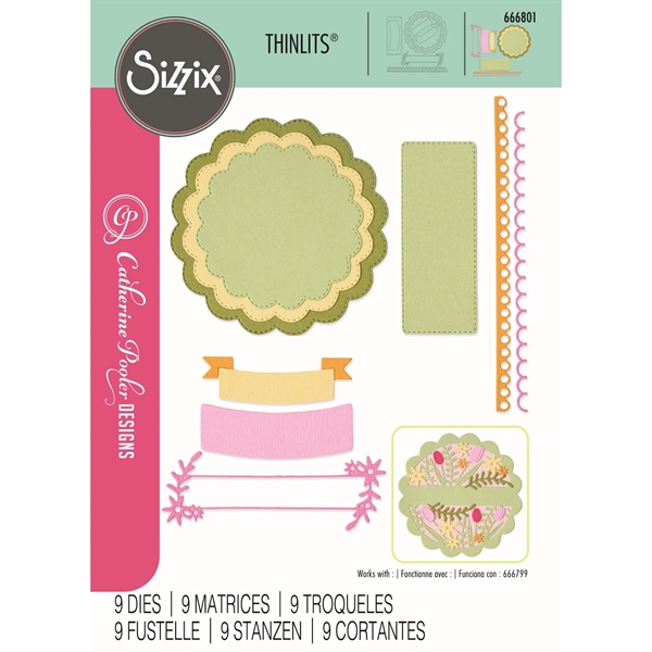 Sizzix Thinlits By Catherine Pooler - Scalloped Circles, Borders & Banners