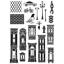 Sizzix Studio Stamp & Stencils Set - Vic Hollins / City Life