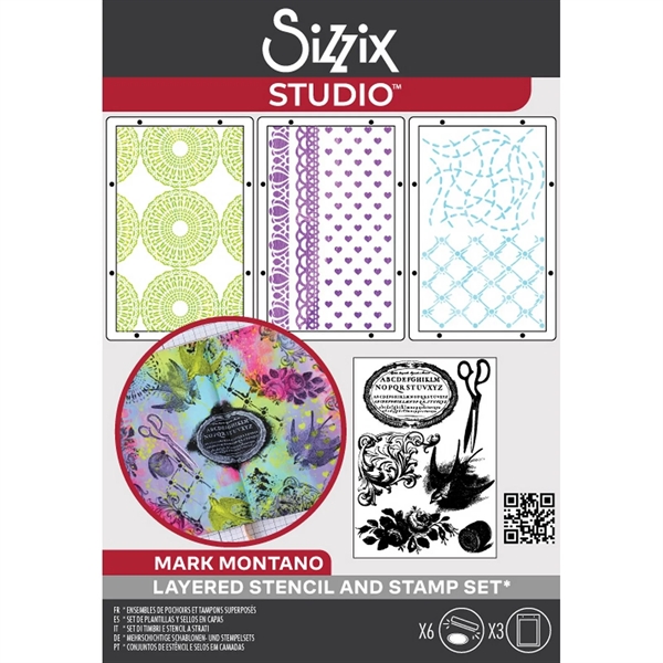 Sizzix Studio Stamp & Stencils Set - Mark Montano / Stitches