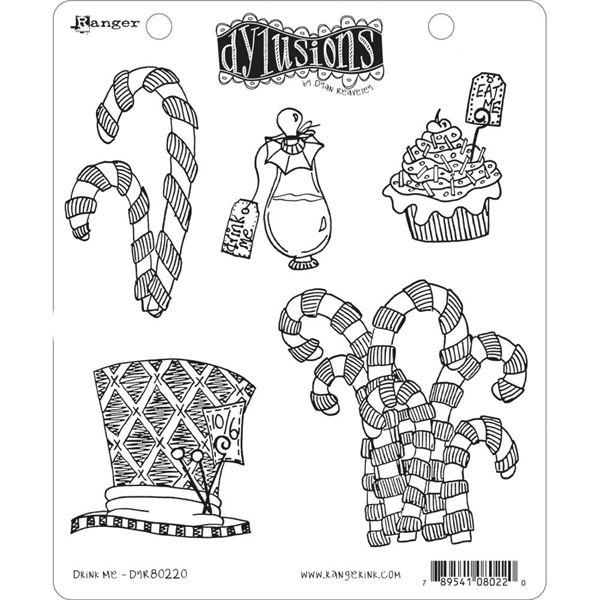 Cling Rubber Stamp Set - Dylusions / Drink Me