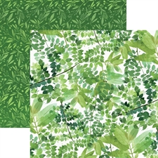 Paper House Scrapbook Paper 12x12" - Watercolor Leaves Green