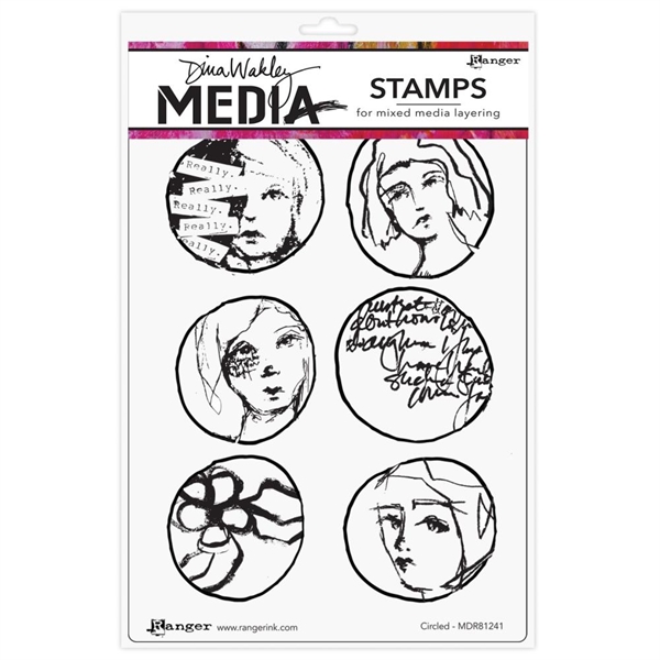 Dina Wakley Cling Rubber Stamp Set - Circled