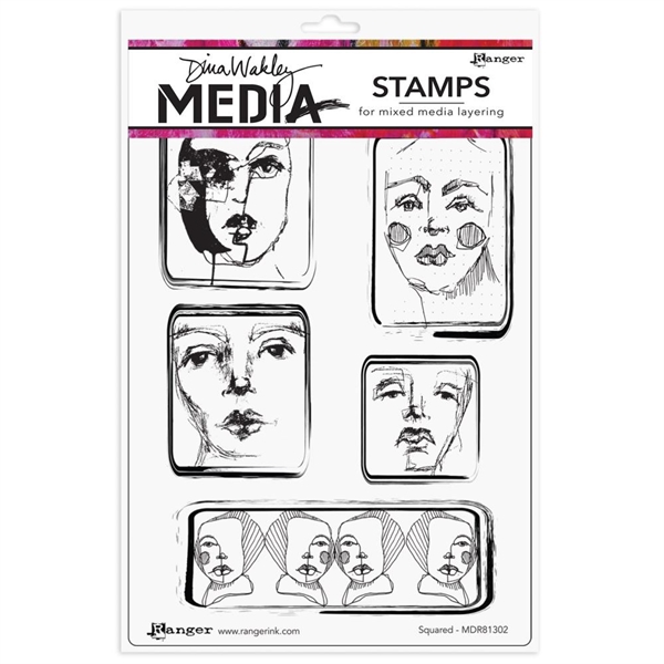 Dina Wakley Cling Rubber Stamp Set - Squared