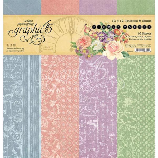 Graphic 45 Paper Pad 12x12" - Flower Market / Patterns & Solids