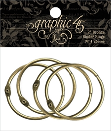 Graphic 45 Binding Rings (book rings) - 2" Bronze (4-pak)