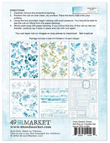 49 and Market Essential Rub-Ons - Color Swatch: Ocean 6x8" (6 ark)