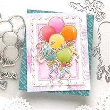 PinkFresh Studios Stamp - Ribbons & Balloons