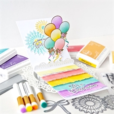 PinkFresh Studios Stencil - Ribbons & Balloons