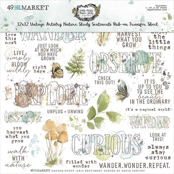 49 and Market - Nature Study Rub-ons 12x12" / Sentiments