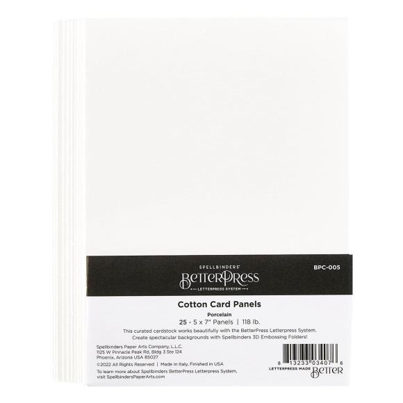 Spellbinders BetterPress Cotton Card Panels - 5x7" Porcelain (25 ark)