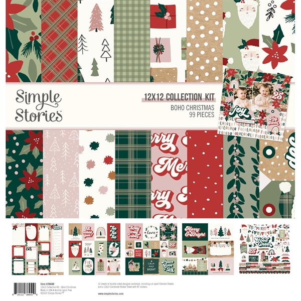 Simple Stories Paper Pack 12x12" Collection - Boho Christmas