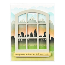 Spellbinders Stencil 6x6" - Windows with a View Background
