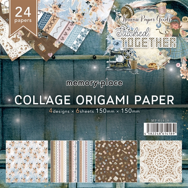 Memory Place Collage Origami Paper 6x6" - Stitched Together (24 ark)