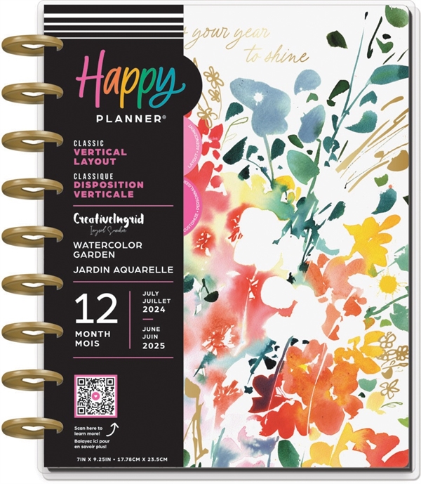 Happy Planner MEDIUM - Watercolor Garden (juli 2024-juni 2025)