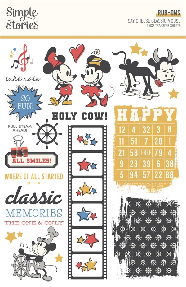 Simple Stories Rub-Ons / Say Cheese Classic Mouse (2 ark - 6x8")