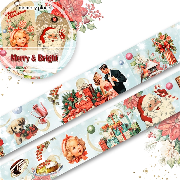 Memory Place Washi Tape - Merry & Bright / Design #1 (retro motifs pattern)