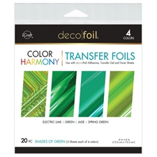 Deco Foil Harmony Foil Pack 6"X6" - Shades of Green (20 ark)