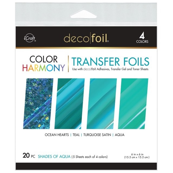 Deco Foil Harmony Foil Pack 6"X6" - Shades of Aqua (20 ark)