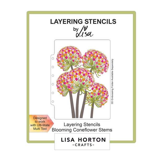 Lisa Horton Crafts Layering Stencils - Blooming Coneflower Stems