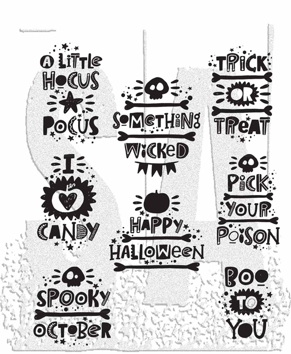 Tim Holtz Cling Rubber Stamp Set - Halloween Whatnots