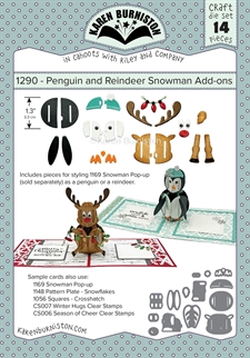 Karen Burniston Die - Penguin and Reindeer Snowman Add-Ons