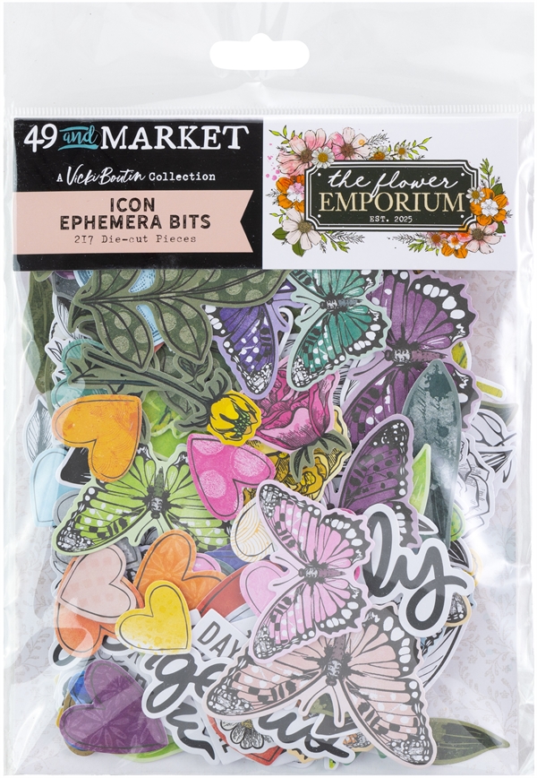 49 and Market Icon Ephemera Bits - Flower Emporium by Vicky Boutin