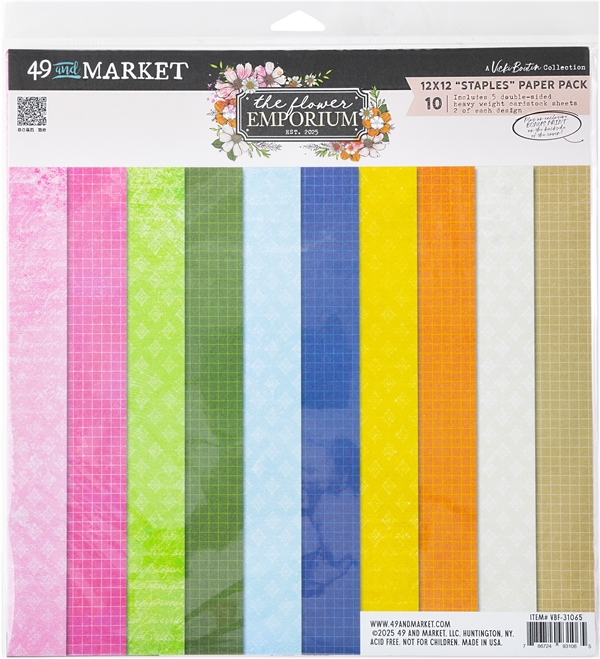 49 and Market Collection Staples Paper Pack 12x12" - Flower Emporium by Vicky Boutin (basics)