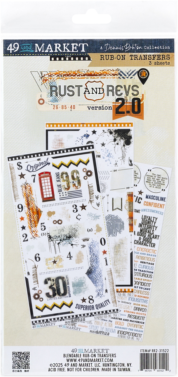 49 and Market Rub-Ons 6x12" - Rust & Revs 2.0