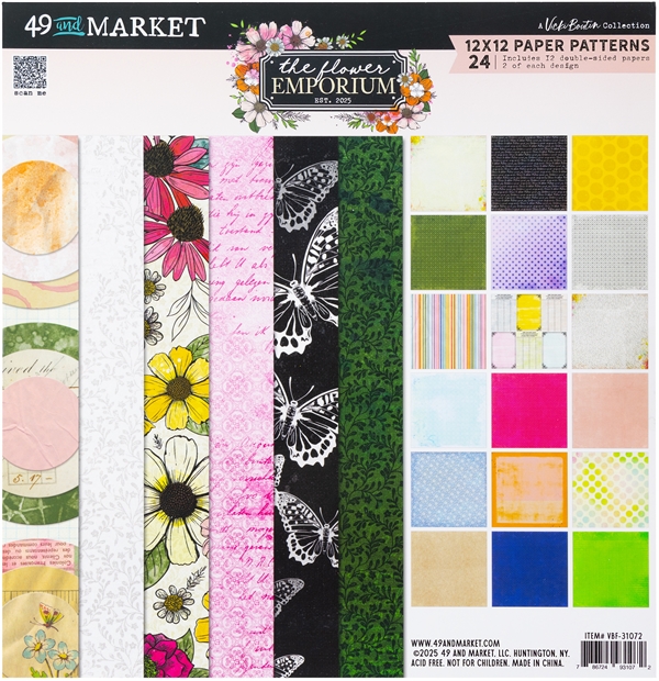 49 and Market Paper Pad 12x12" - Flower Emporium by Vicky Boutin (blok)