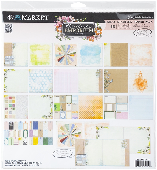 49 and Market Collection Starter\'s Paper Pack 12x12" - Flower Emporium by Vicky Boutin