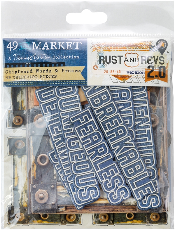 49 and Market Chipboard Words & Frames - Rust & Revs 2.0