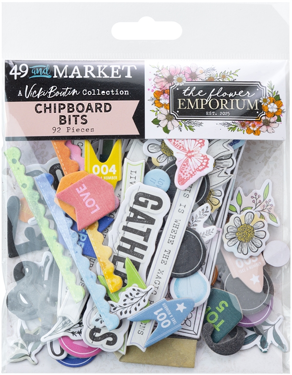 49 and Market Chipboard Bits - Flower Emporium by Vicky Boutin