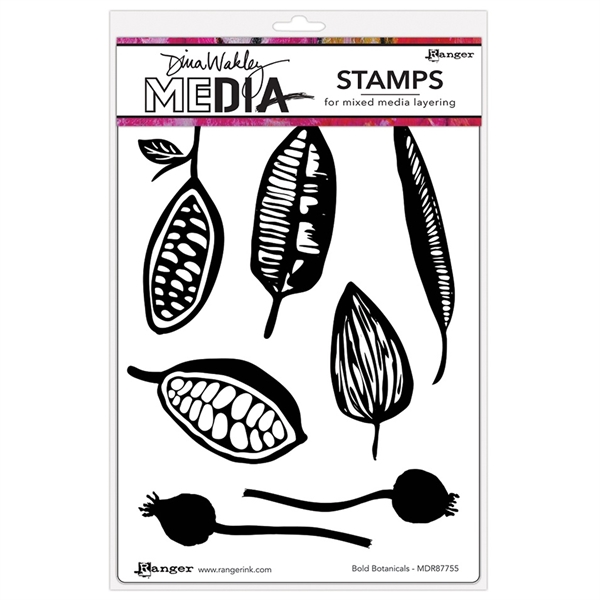 Dina Wakley Cling Rubber Stamp Set - Bold Botanics