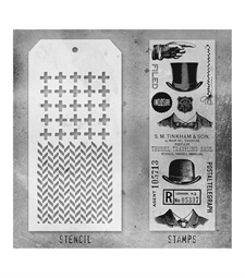 Tim Holtz Mixed Media Set (Clear Stamp & Stencil) - #16 (top hat)