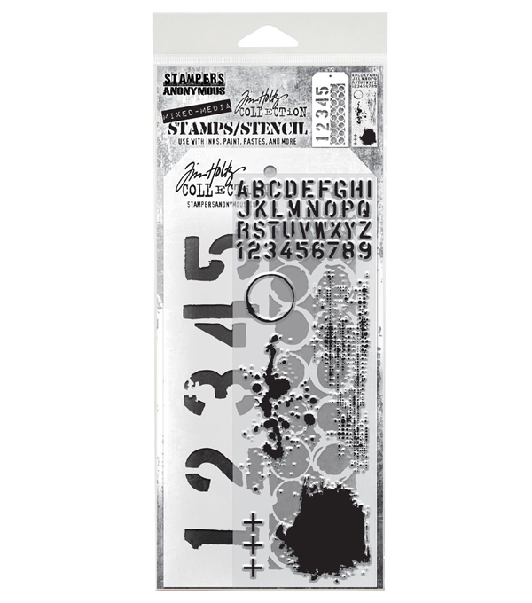 Tim Holtz Mixed Media Set (Clear Stamp & Stencil) - #22 (paint stains)