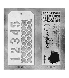 Tim Holtz Mixed Media Set (Clear Stamp & Stencil) - #22 (paint stains)