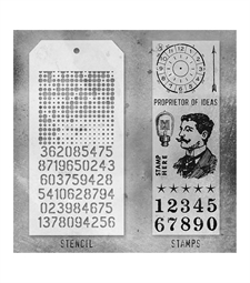 Tim Holtz Mixed Media Set (Clear Stamp & Stencil) - #18 (inventor)